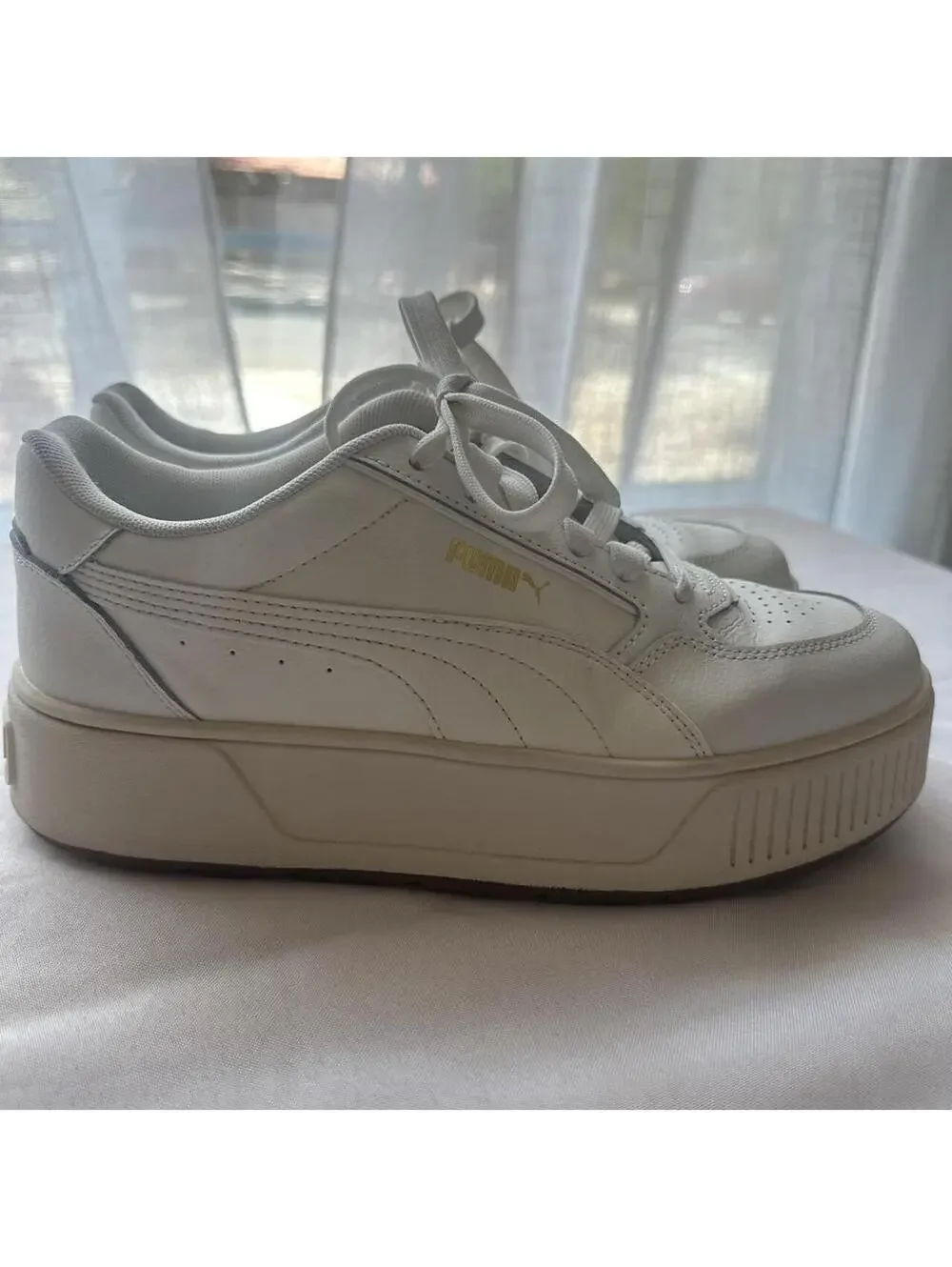 Puma Platform Leather Sneakers White Size 10